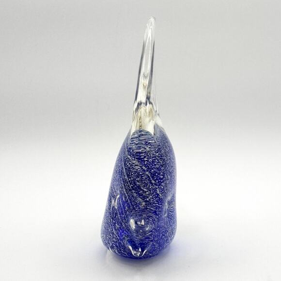 Vintage Patricia Faye Art Glass Fish Paperweight Hand Blown Blue Silver Signed - Picture 8 of 13